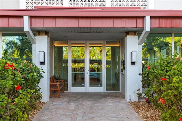 property entrance featuring french doors