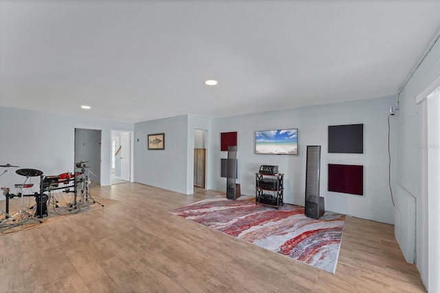 living room with light wood-type flooring