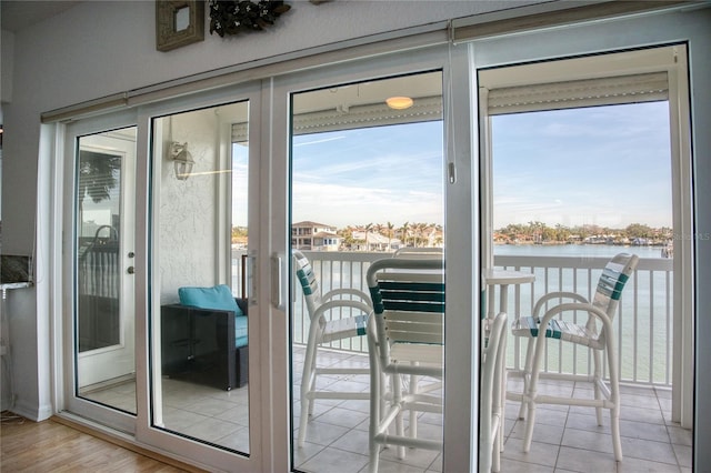 doorway with a water view