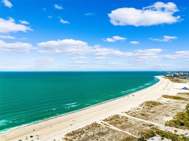 property view of water featuring a view of the beach