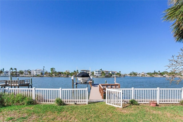 view of dock featuring a water view