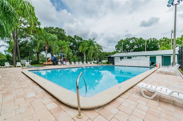 view of pool with a patio area