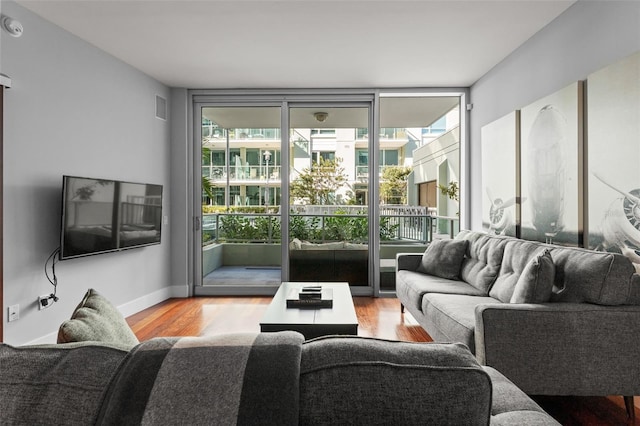 living room featuring light wood-type flooring