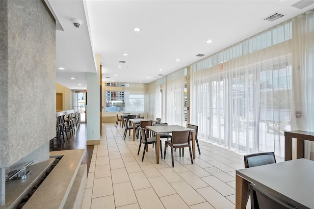 912 Channelside Dr Unit 2320, Tampa, FL 33602 - dining area with light tile patterned floors and recessed lighting