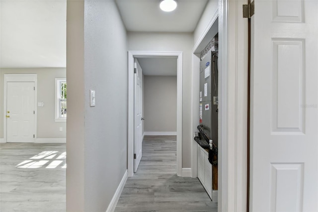 corridor featuring light wood-type flooring