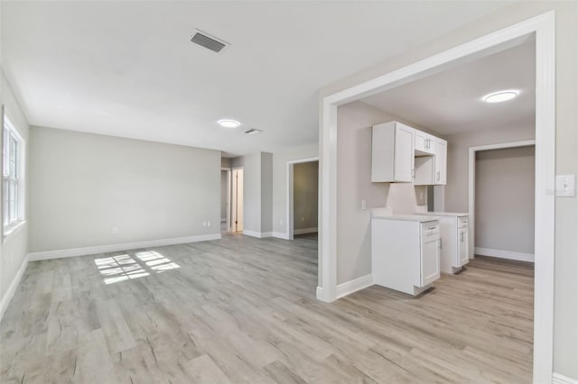 interior space with light hardwood / wood-style floors