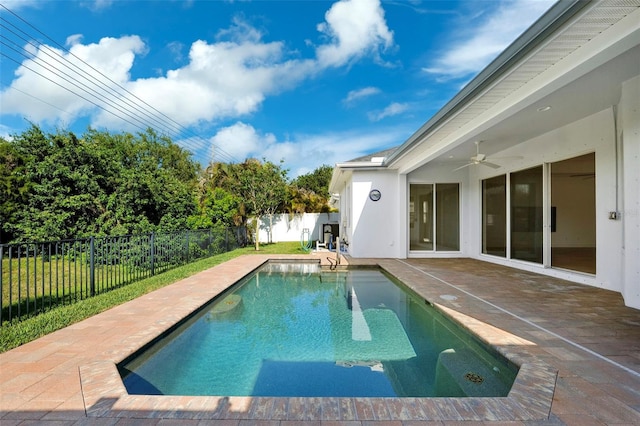 34 Concord Dr, Dunedin, FL 34698 - view of pool with a fenced backyard, a patio area, and ceiling fan