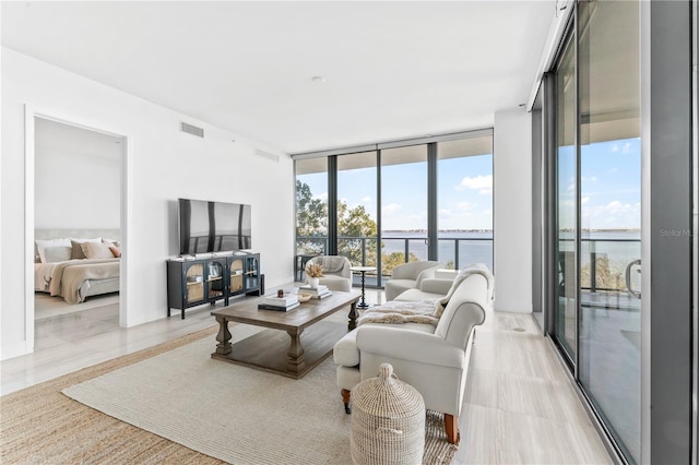 living room featuring expansive windows