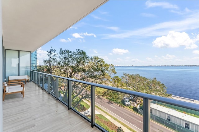 balcony with a water view