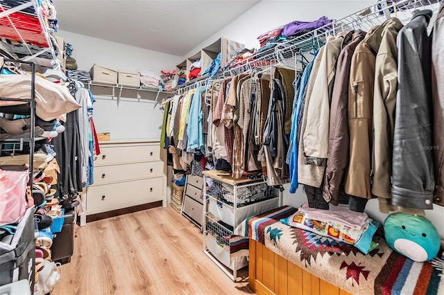 spacious closet with light hardwood / wood-style floors