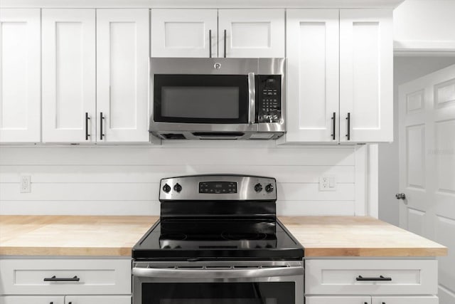 kitchen with white cabinets and stainless steel appliances