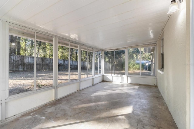 view of unfurnished sunroom