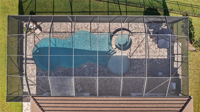 exterior details featuring a pool