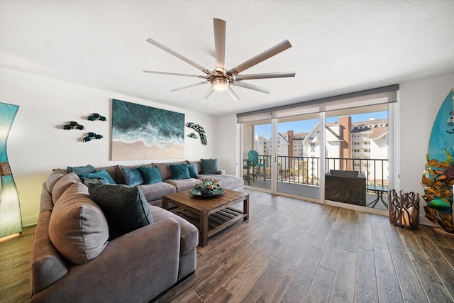 1591 Gulf Blvd Unit 504S, Clearwater Beach, FL 33767 - living room with wood finished floors and ceiling fan