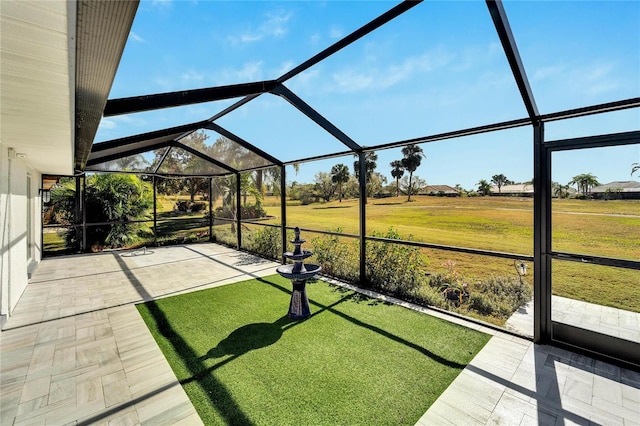 exterior space with vaulted ceiling