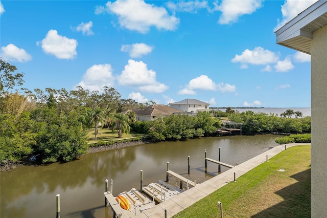 dock area featuring a water view