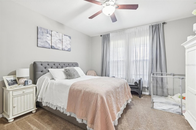 bedroom with carpet and ceiling fan