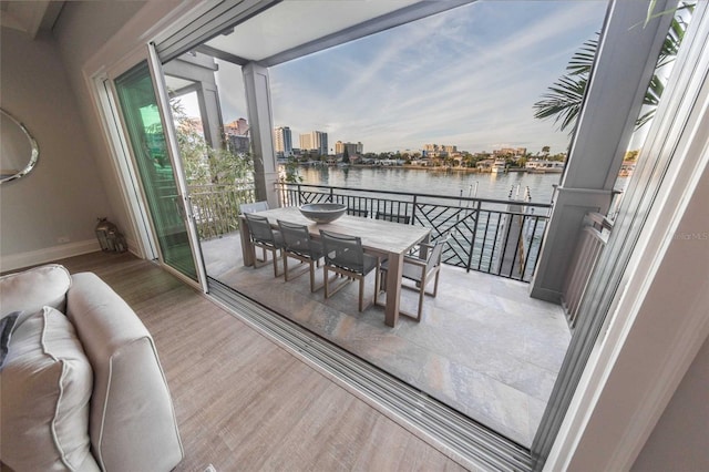 balcony with a water view