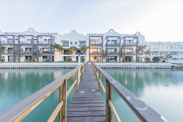 dock area featuring a water view