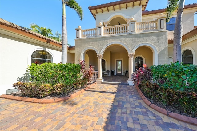 exterior space with a balcony