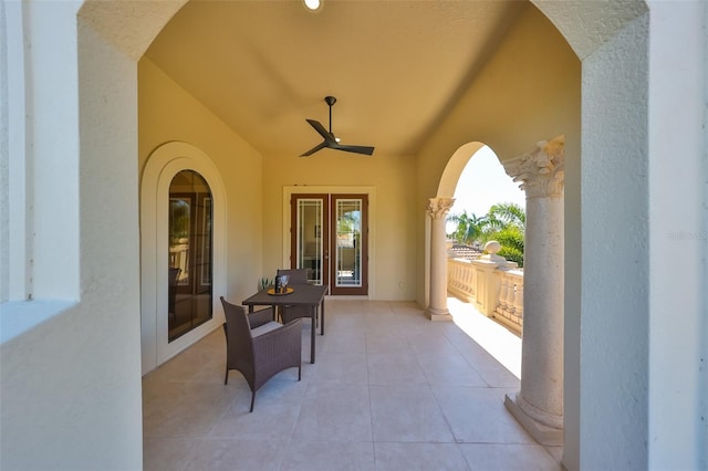 view of patio / terrace featuring ceiling fan