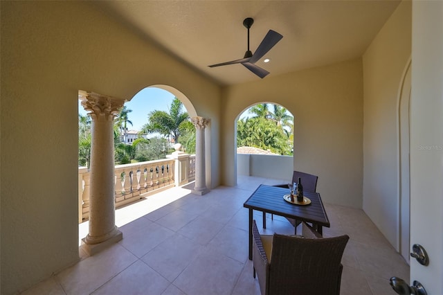 view of patio / terrace featuring ceiling fan