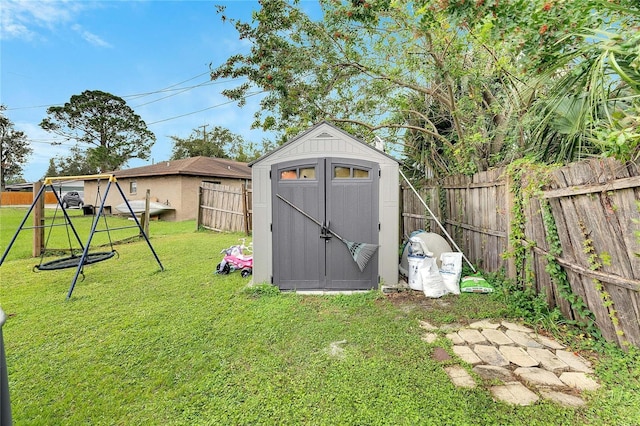 view of outdoor structure featuring a yard