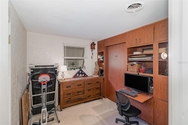 view of carpeted office space