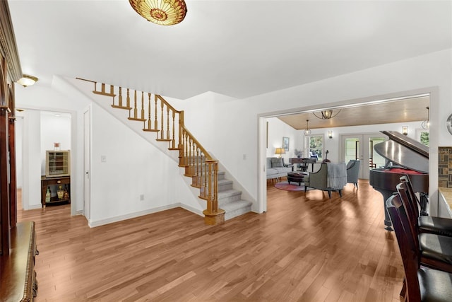 living room featuring hardwood / wood-style floors and french doors