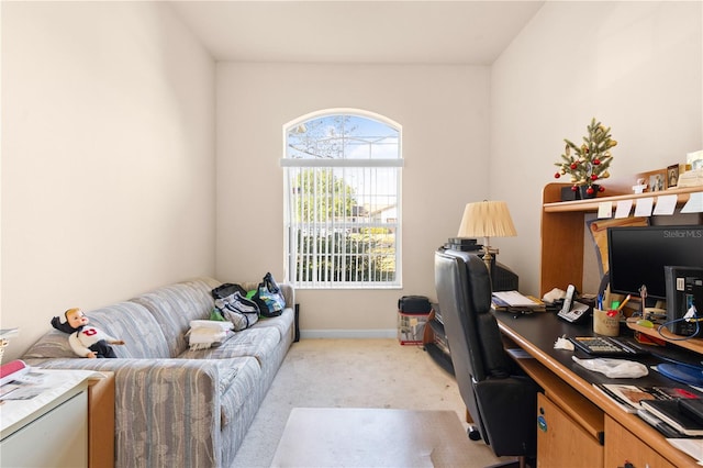 view of carpeted office space