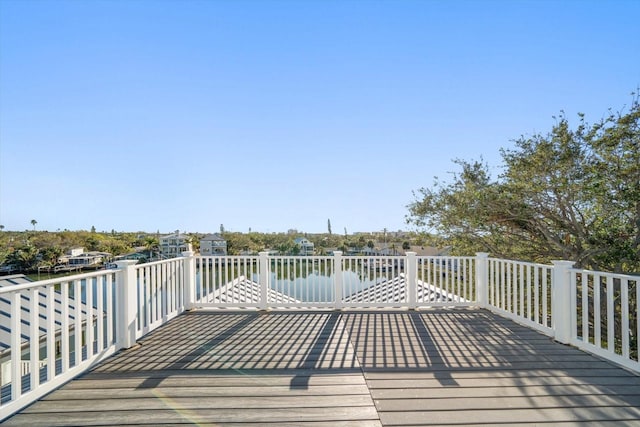 deck with a water view