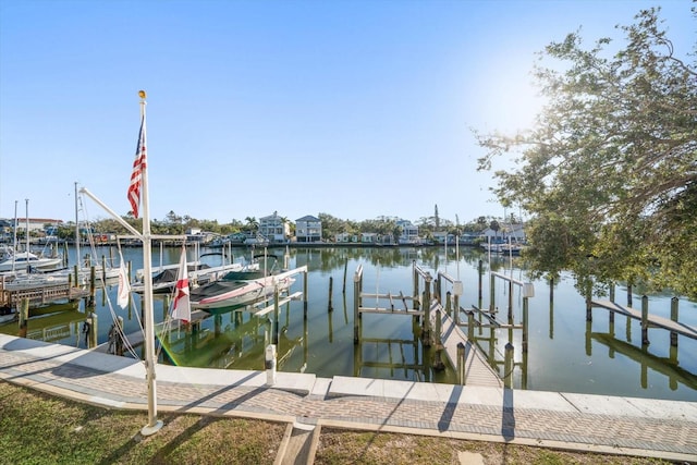 view of dock featuring a water view