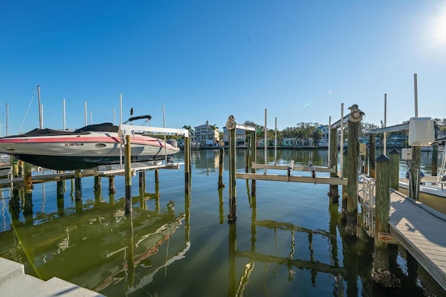 view of dock featuring a water view