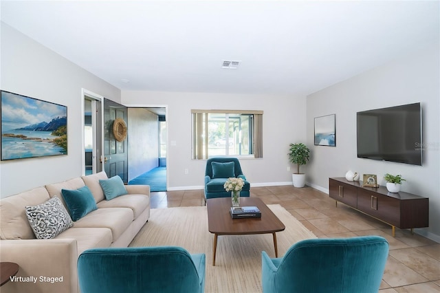 view of tiled living room