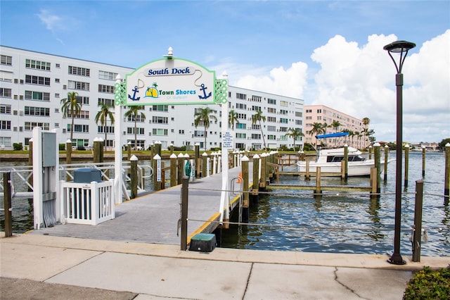 dock area featuring a water view