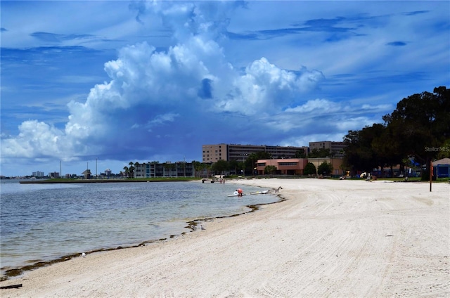 property view of water with a beach view