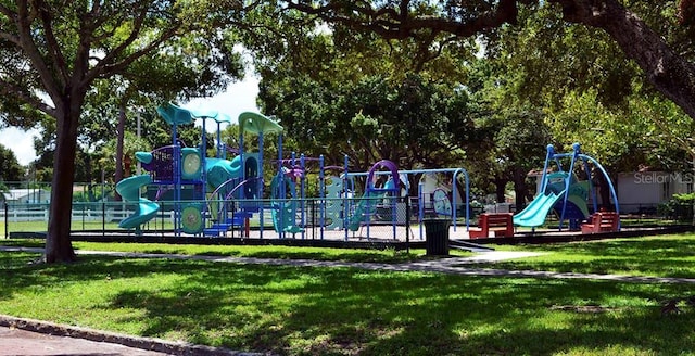 view of play area with a lawn