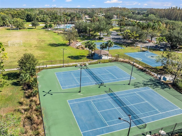 view of tennis court with basketball court