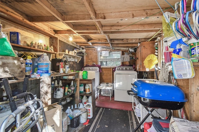 storage room featuring separate washer and dryer