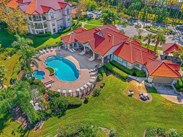 18106 Peregrines Perch Pl Unit 5204, Lutz, FL 33558 - bird's eye view of a pool area