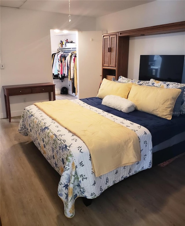 bedroom featuring a closet and hardwood / wood-style flooring