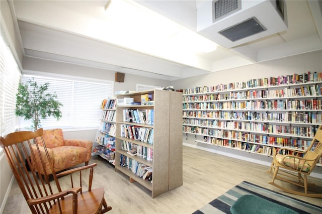 living area featuring light hardwood / wood-style flooring