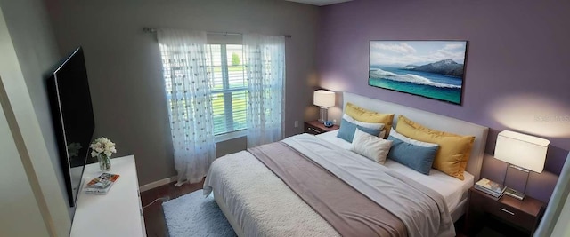 bedroom featuring multiple windows and hardwood / wood-style floors