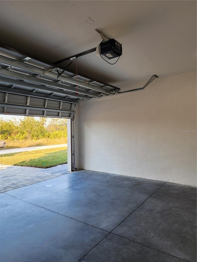 garage with a garage door opener