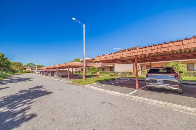 view of covered parking lot