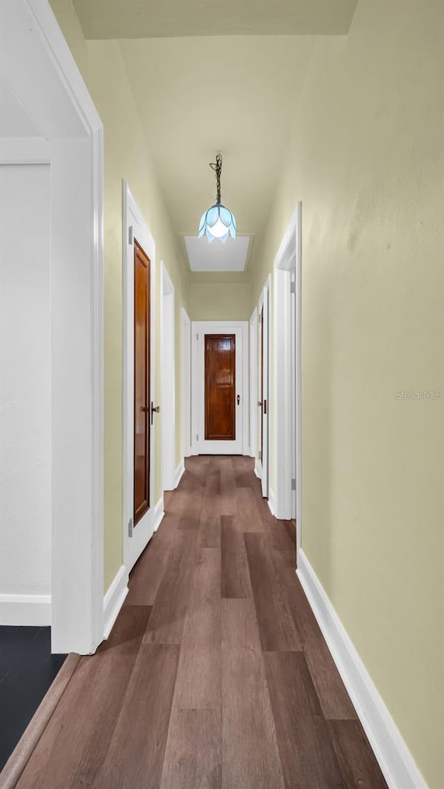 hall with dark hardwood / wood-style floors