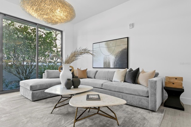 living room featuring light hardwood / wood-style flooring