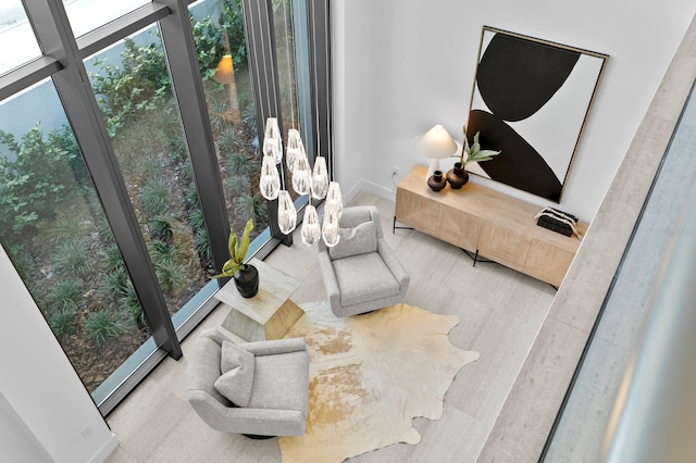 living area featuring hardwood / wood-style floors