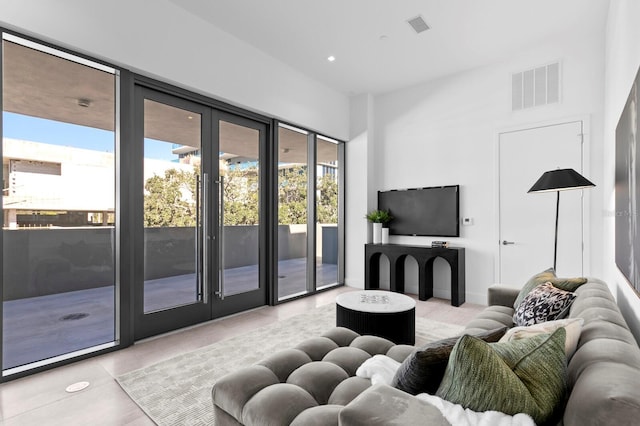 view of tiled living room