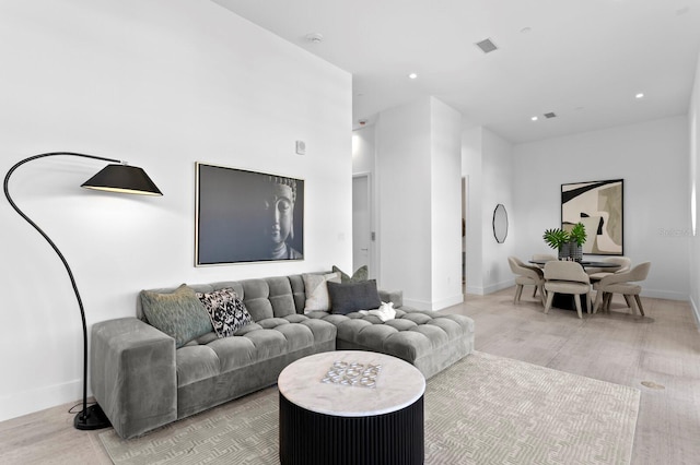 living room featuring light hardwood / wood-style flooring